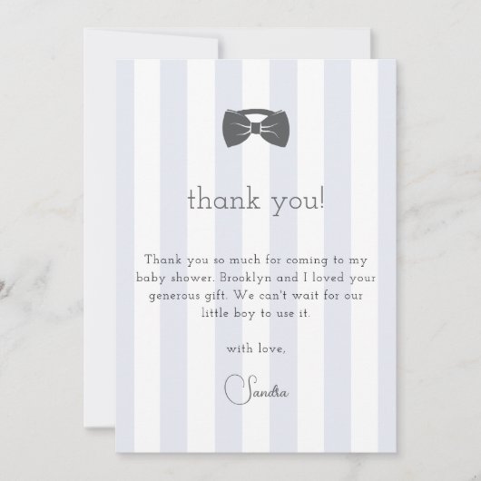 Bitty Bow Oh Boy Baby Shower サンキューカード (正面)