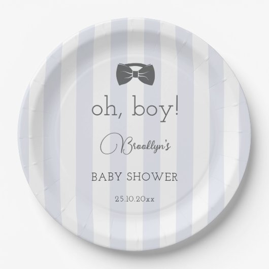 Bitty Bow Oh Boy Baby Shower ペーパープレート (正面)