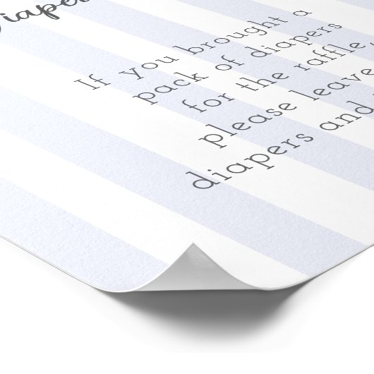 Bitty Bow Oh Boy Baby Shower Diaper Sign ポスター (角)