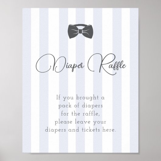 Bitty Bow Oh Boy Baby Shower Diaper Sign ポスター (正面)