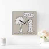 BITUBパ信じターン スクエア壁時計 (ホーム)