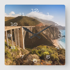 Bixby Bridge, Big Sur,カリフォルニア州,アメリカ スクエア壁時計