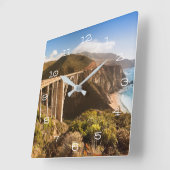 Bixby Bridge, Big Sur，カリフォルニア州，アメリカ スクエア壁時計 (傾斜)