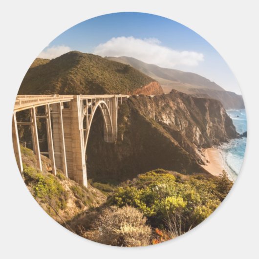 Bixby Bridge, Big Sur，カリフォルニア州，アメリカ ラウンドシール (正面)