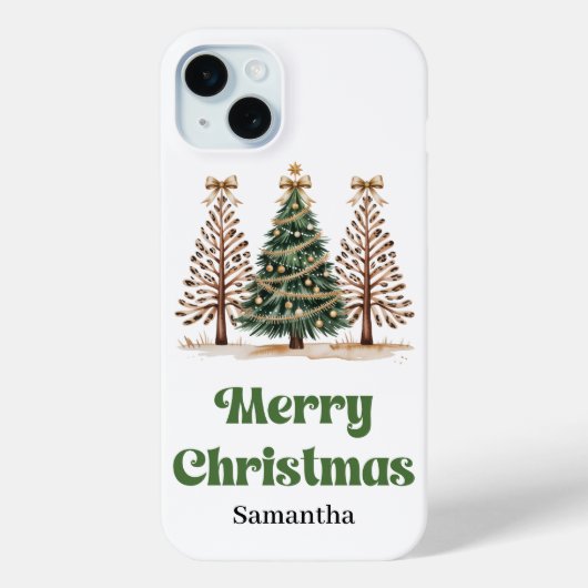 Bizarre leopard print Christmas trees custom name  Case-Mate iPhoneケース (裏面)