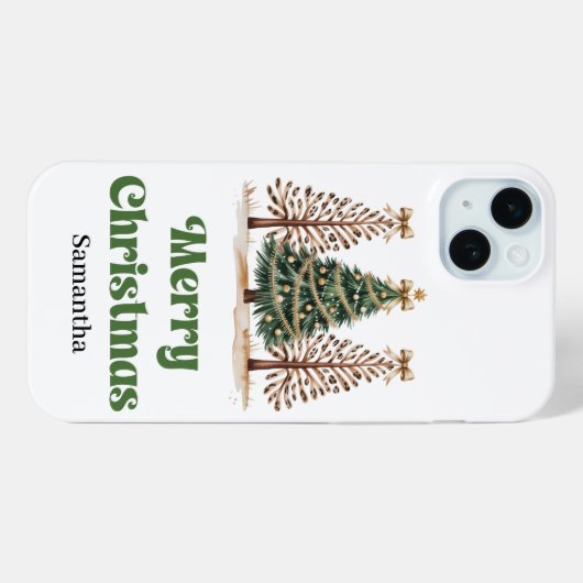 Bizarre leopard print Christmas trees custom name  Case-Mate iPhoneケース (裏面 (横))