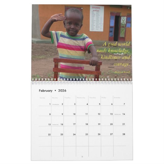 BiZoHaのヒューマニストの児童養護施設2016のカレンダー(11 x 8.5) カレンダー (2月 2026)