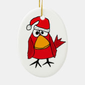 BJ-赤く基本的な鳥のクリスマスのオーナメント セラミックオーナメント (裏面)
