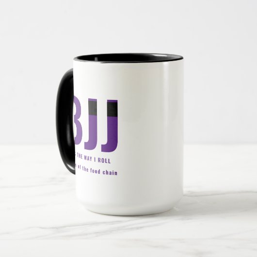 BJJウェイ私は転が、あなたの名前を追加する柔術実紫ベルト マグカップ (正面左)