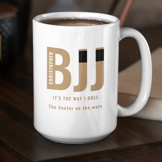 BJJウェイ私は転が、あなたの名前を追加Jiu実茶色のベルト マグカップ