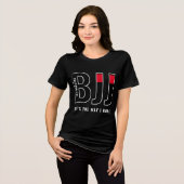 BJJパーソナライズされた女子の柔術黒帯 トライブレンドTシャツ (正面全面)