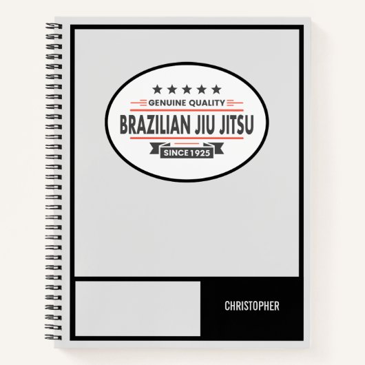 BJJホワイトベルトトレーニングログ純品質 ノートブック (正面)