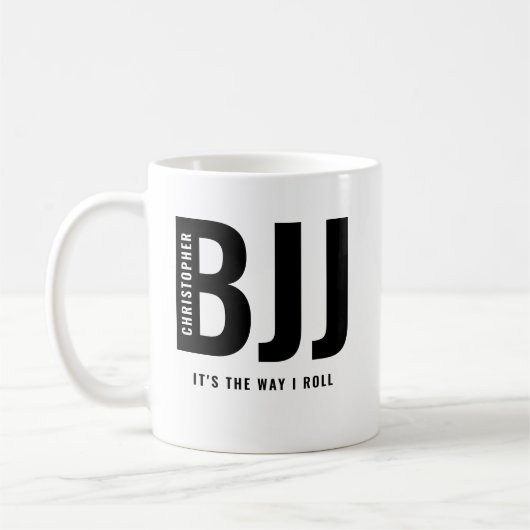BJJ名前を付け転がる方法だ柔術 コーヒーマグカップ (左)