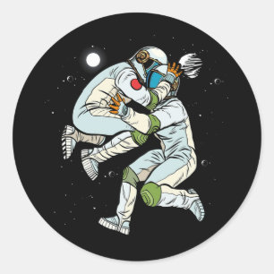 BJJ宇宙飛行士飛んでいる柔術武術アート ラウンドシール