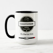BJJ柔術チョークブラックベルトネームクラブと日付 マグカップ (左)
