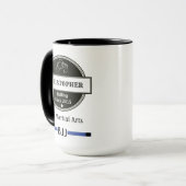 BJJ柔術チョークブルーベルトネームクラブと日付 マグカップ (正面左)