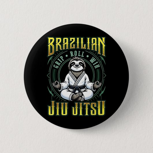 BJJ グリップロール勝利 - グラップリング 柔術 瞑想 缶バッジ (正面)