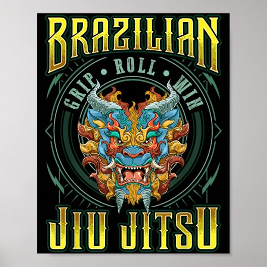 BJJ グリップロール勝利 - グラップリング 柔術 福犬 ポスター (正面)