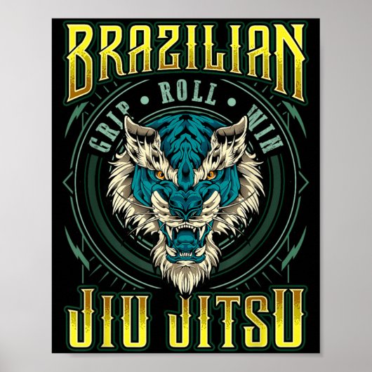 BJJ グリップロール勝利 - グラップリング 柔術 虎の頭 ポスター (正面)