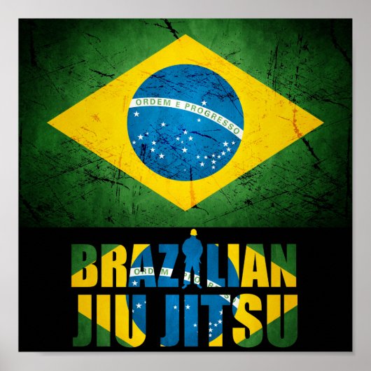BJJ Brazilian Jiu Jitsu - Brazilian Flag Poster ポスター (正面)