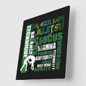 "BJJ Elements"ブラジル柔術の実壁時計 スクエア壁時計 (傾斜)