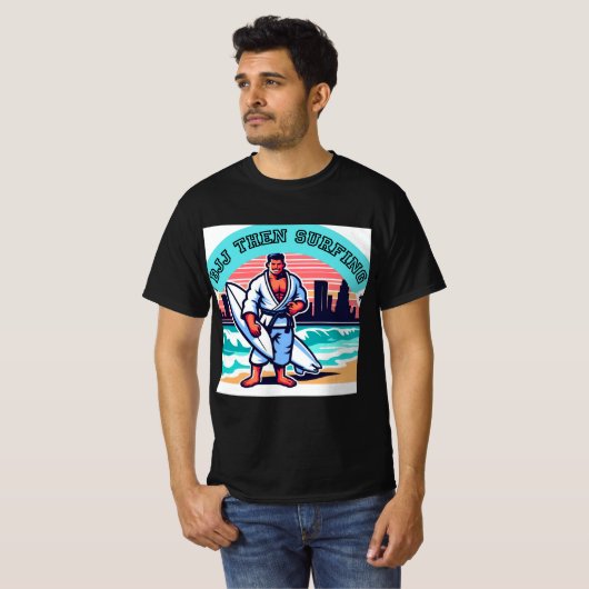 bjj giトレインその後サーフィンビーチライフスタイルtシャツ tシャツ (正面フル)