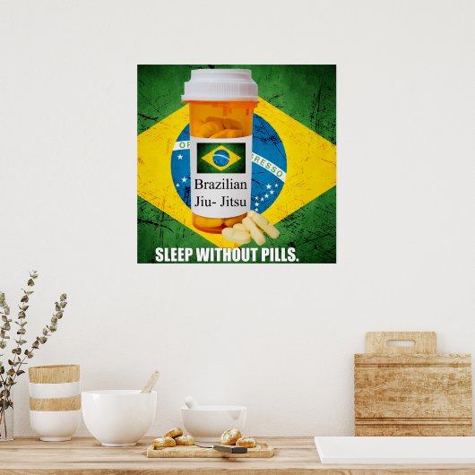 BJJ Sleep Without Pills Large Poster ポスター (キッチン)