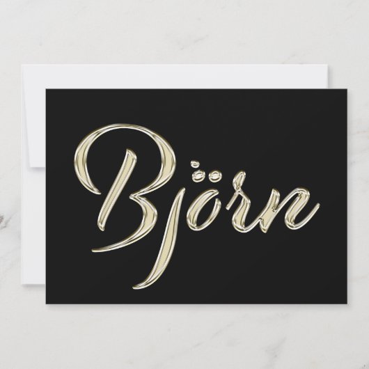 Björn Name white gold Handwriting Karte カード (正面)