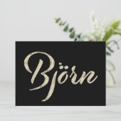 Björn Name white gold Handwriting Karte カード (スタンド正面)