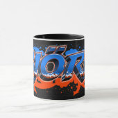 Björn Vorname Name Graffiti blue orange Tasse マグカップ (中央)