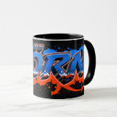 Björn Vorname Name Graffiti blue orange Tasse マグカップ (正面右)
