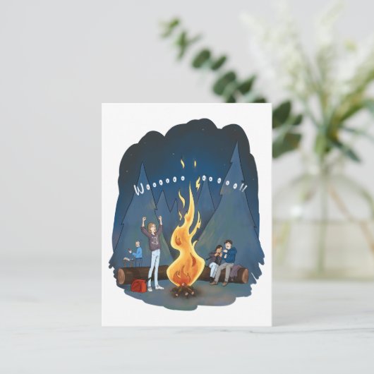 Bjornstad A&C焚き火はがき ポストカード (スタンド正面)