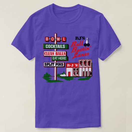 BJsボールバスチンレーンレトロ路側標識 Tシャツ (デザイン正面)