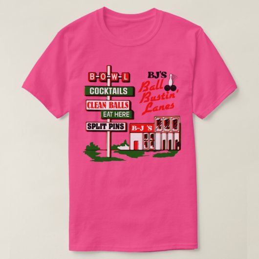 BJsボールバスチンレーンレトロ路側標識 Tシャツ (デザイン正面)