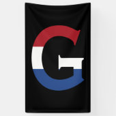 bk bnrcnt上のNLDフラグにオーバーレイされたGモノグラム 横断幕 (縦)