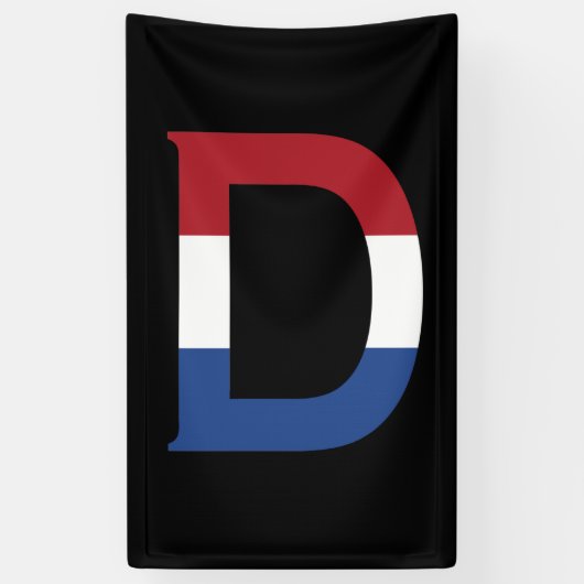 bk bnrcnt上のNLDフラグ上のDモノグラム 横断幕 (縦)