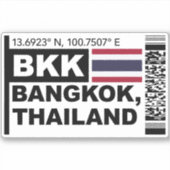 BKK Bangkok Boarding Pass - Thailand Travel シール (正面)