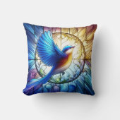 Blを鮮やか特徴とするステンドグラスカラフル窓 クッション (正面)