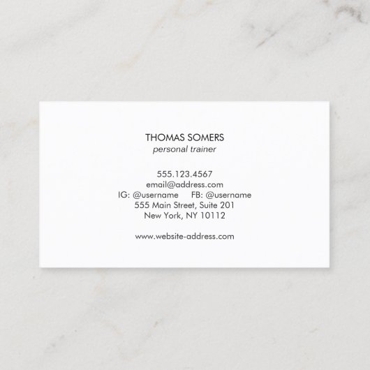 BLクールはっきりしたバックタイポグラフィパーソナルトレーナー 名刺 (裏面)
