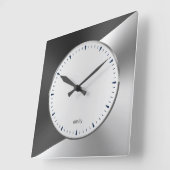 Bla & Silverメタリックモダン幾何学模様デザインLarg スクエア壁時計 (傾斜)