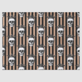 BlackとTan Decompageのクラウン付きスカルストライプの 薄葉紙