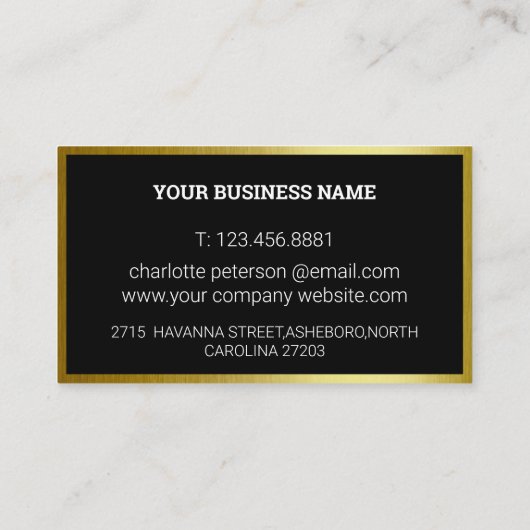 Blackエレガント and金ゴールドLotus名刺 名刺 (裏面)