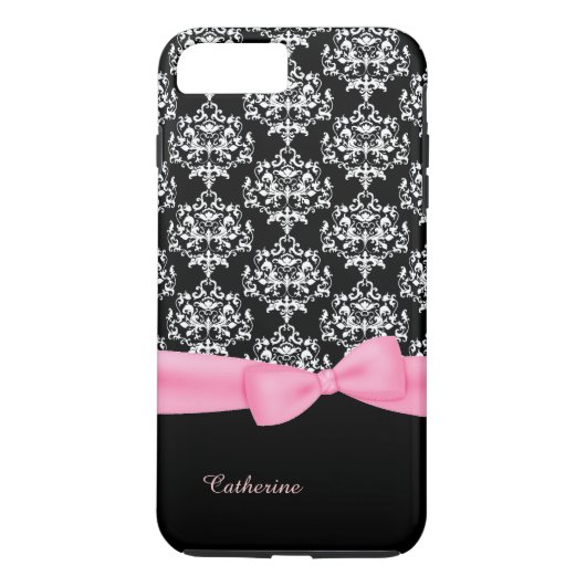Blackガーリー & White Damask iPhone 7 Plusケース Case-Mate iPhoneケース (裏面)