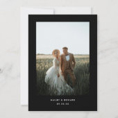 Blackモダンの結婚写真の取り出しと披露宴 招待状 (裏面)