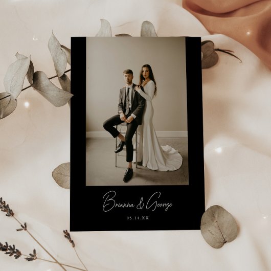 Blackモダンの結婚写真の取り出しと披露宴 招待状