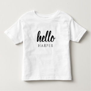 Blackモダン And White Hello And You Name(白黒の挨拶とお客様の名前 トドラーTシャツ