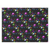 BLACK上カラフルのバルーンとストリーマー テーブルクロス (正面(横))