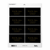 Black & エレガント クラシック 金ゴールド·スクリプトのLabel ラベル (フルシート)