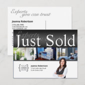 Black エレガント Just Sold 実在 Estateテンプレート ポストカード (正面/裏面)