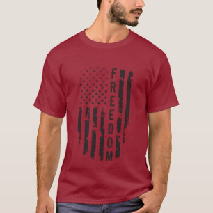 Black グランジ Freedom米国国旗Tシャツ Tシャツ